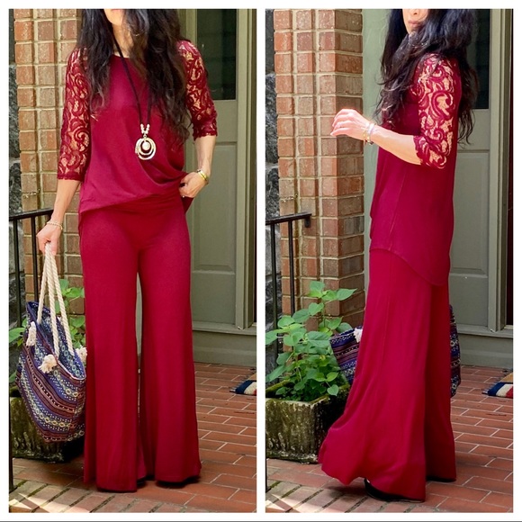 WINE FAVORITES FABULOUS WIDE LEG PANTS - Picture 9 of 15